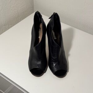 Halogen Black Peep-Toe Ankle Boots